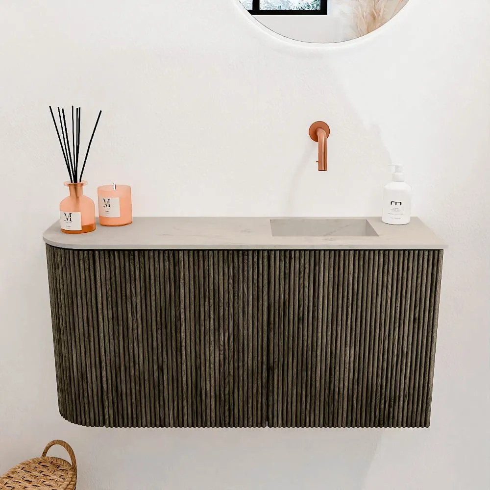 Mondiaz Joya DLux 80cm toiletmeubel ronding links shadow met wastafel faye rechts zonder kraangat opalo