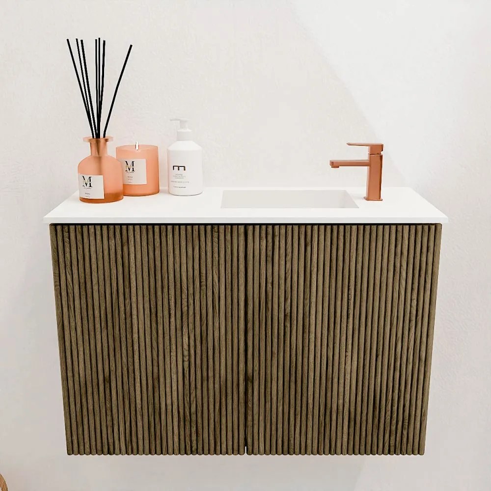 Mondiaz Joya 60cm toiletmeubel dusk met wastafel faye rechts 1 kraangat talc