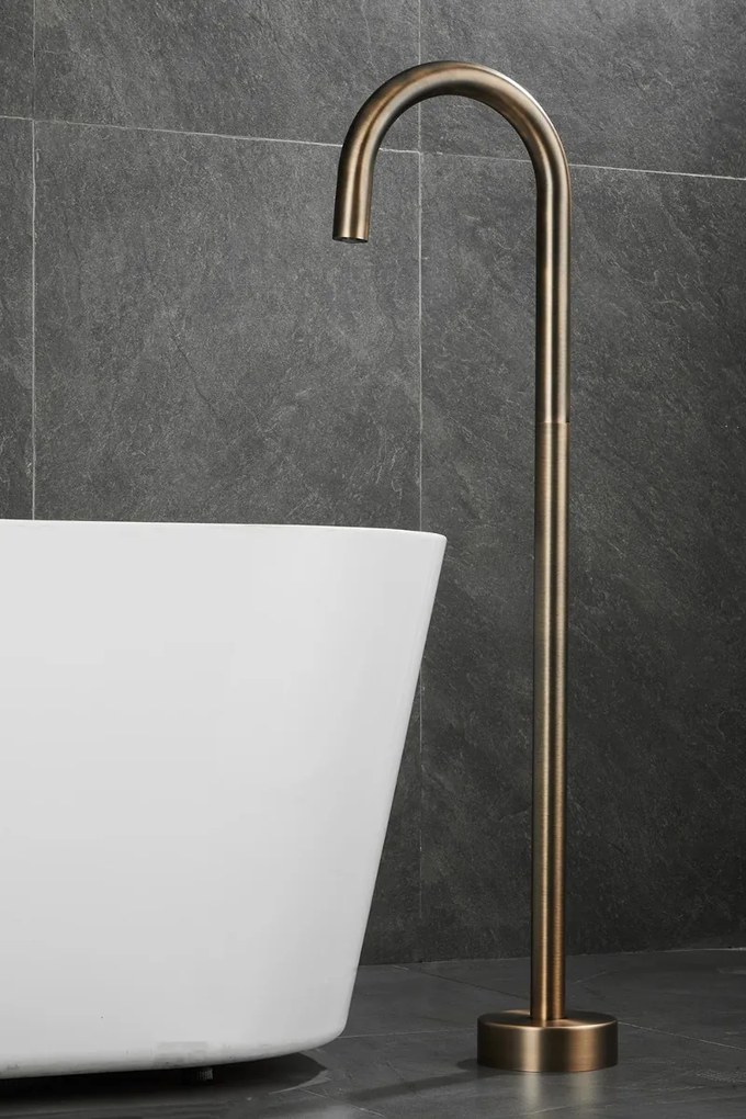 Saniclear Antique Stripes Pro inbouw badkraan rond met vrijstaande uitloop verouderd messing