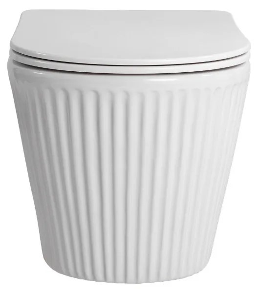 Sanigoods Flutty hangtoilet ribbel tornado flush glanzend wit