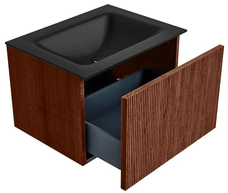 Mondiaz Kurve 60cm badmeubel ruby met 1 lade en wastafel cloud midden 1 kraangat urban