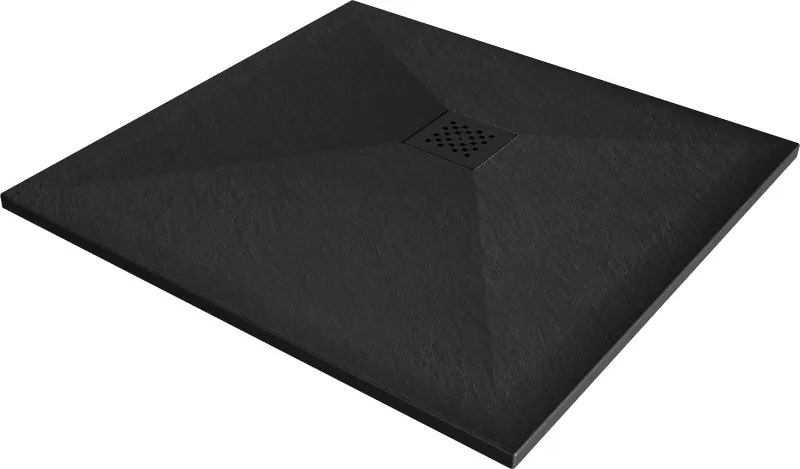Mexen Stone+ composiet kwadrante douchebak 80 x 80 cm, zwart, zwarte afdekking - 44708080-B