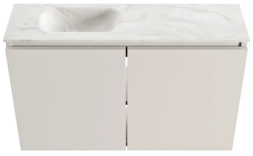 Mondiaz Ture DLux toiletmeubel 80cm linen met wastafel ostra links zonder kraangat