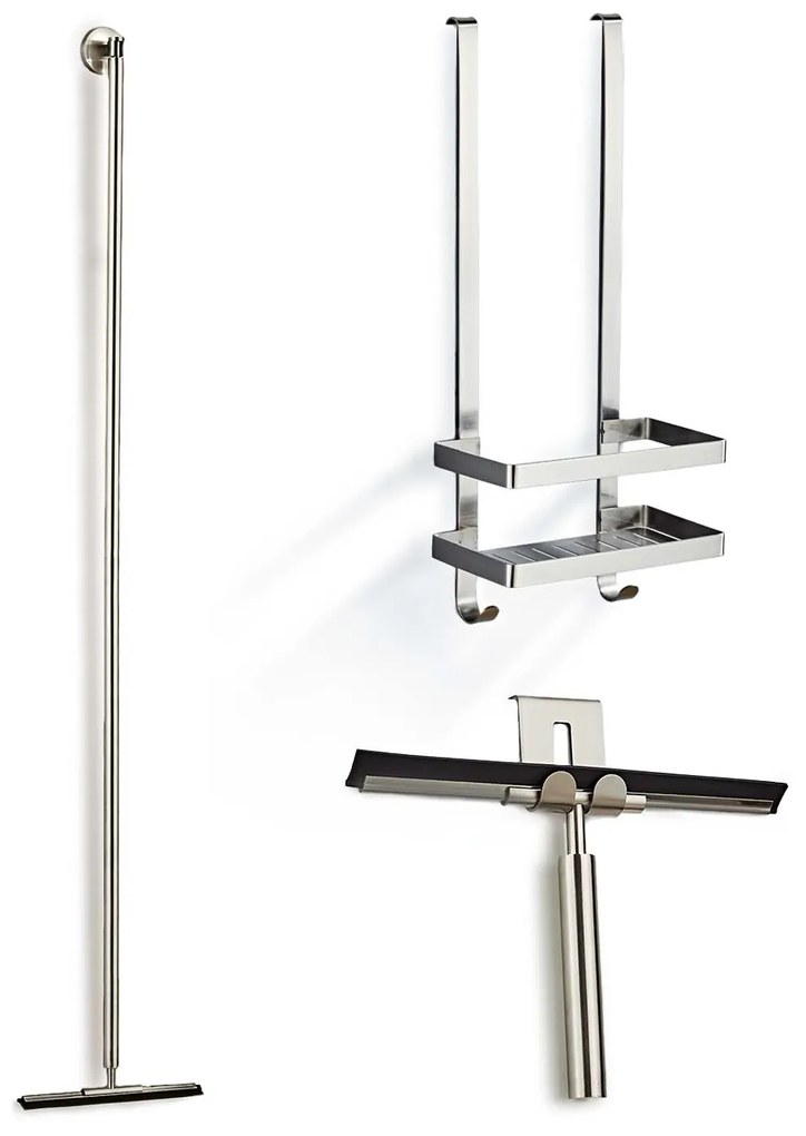 Saniclear Exclusive douche accessoiresset met wissers en shampoohouder RVS