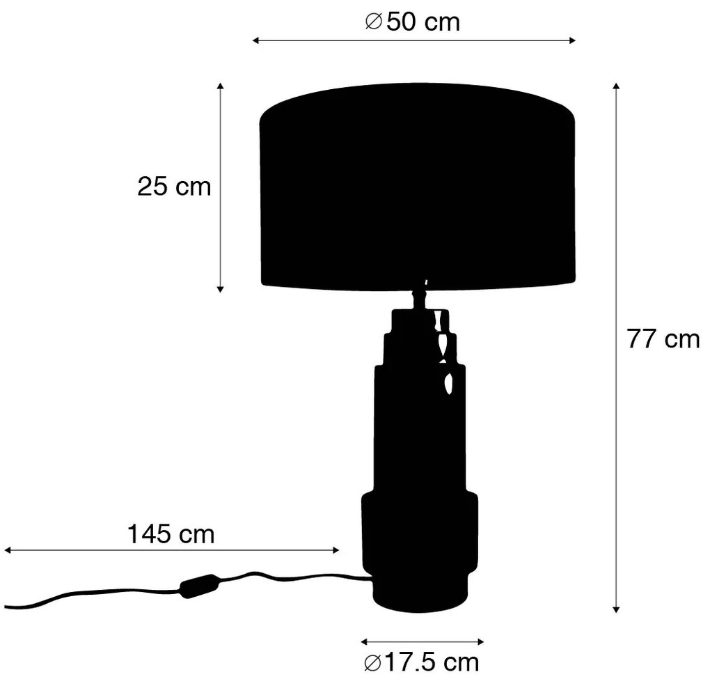 Tafellamp brons stoffen kap lichtbruin 50 cm - Bruut Art Deco E27 rond Binnenverlichting Lamp