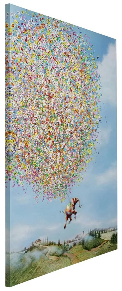 Kare Design Flying Elephant In Day Kleurrijk Schilderij Olifant 80x100