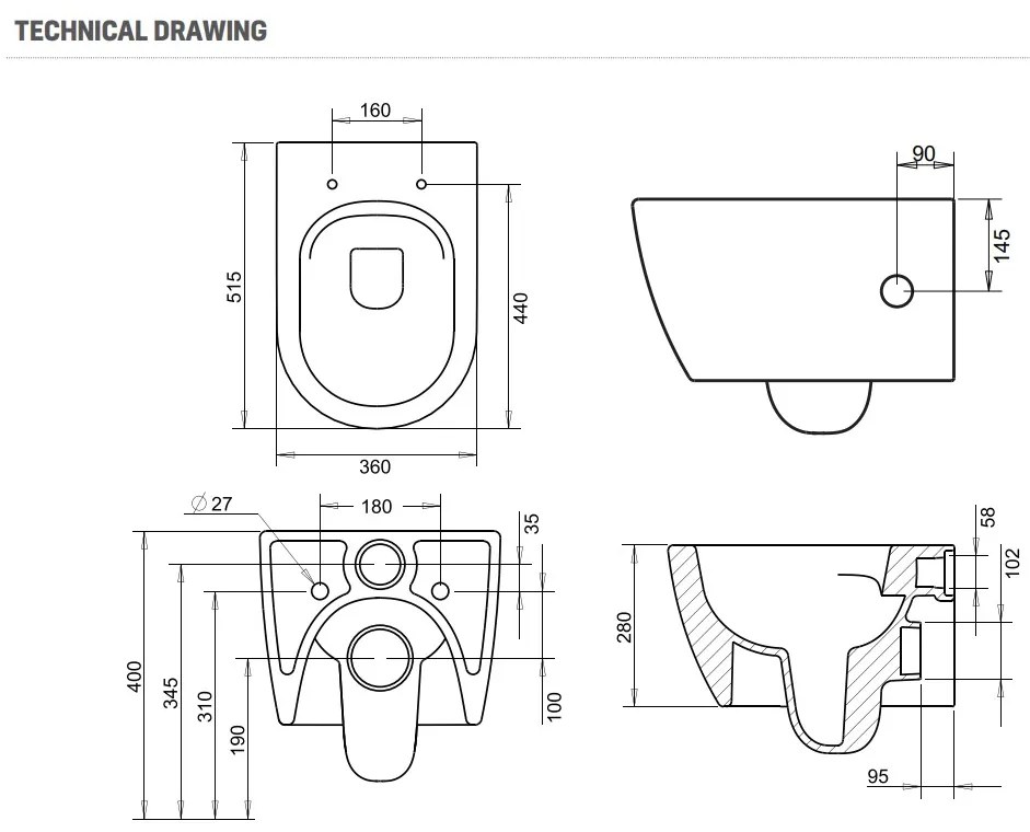 SaniGoods Acora toilet met bidet sproeier koud water en zitting