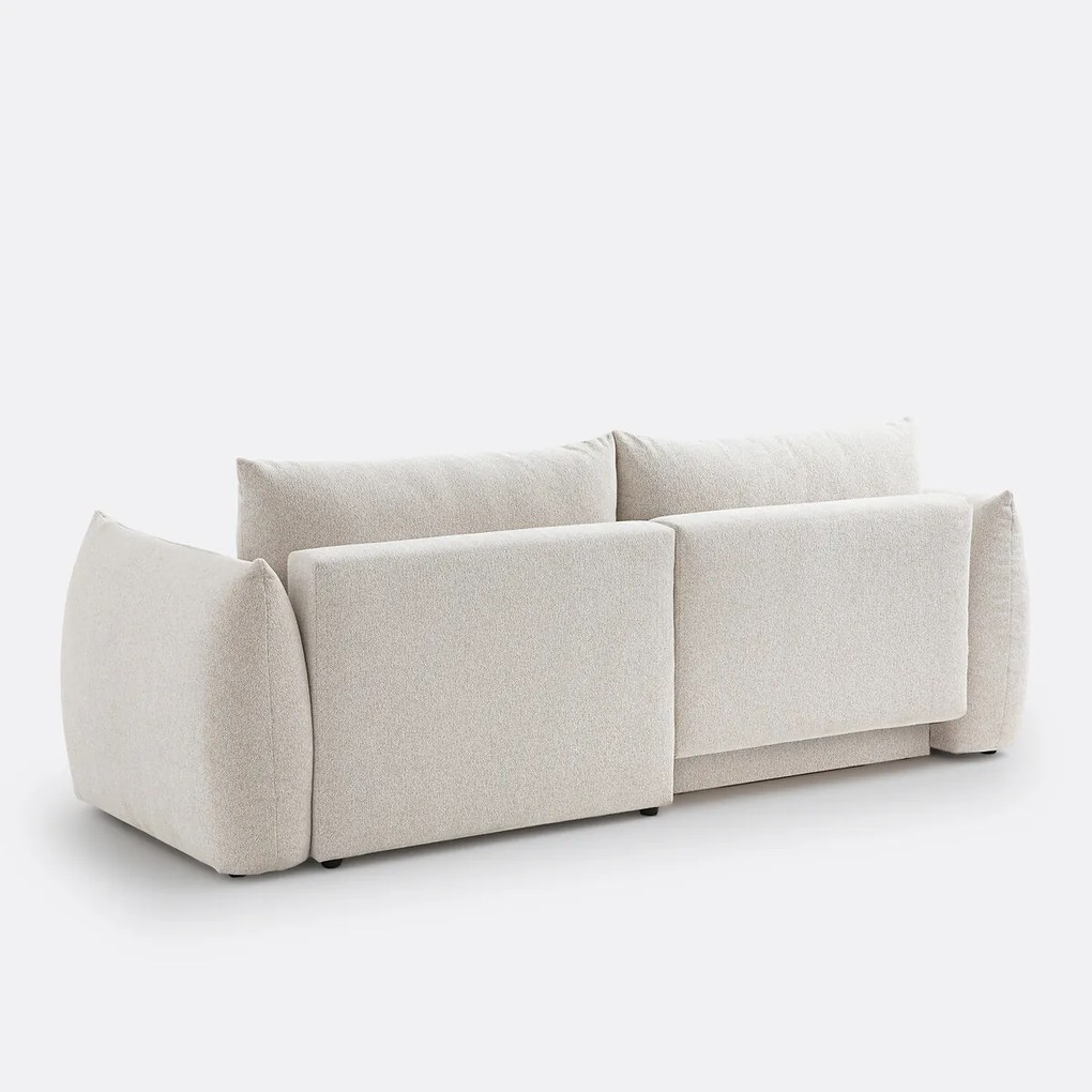 Ombouwbare hoekbank met koffer, in gemêleerde chenille stof, Edith