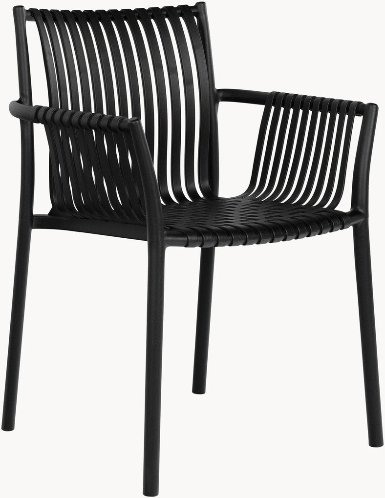 Stapelbare kunststof tuinstoelen Tulsa met armleuning, 4-delig