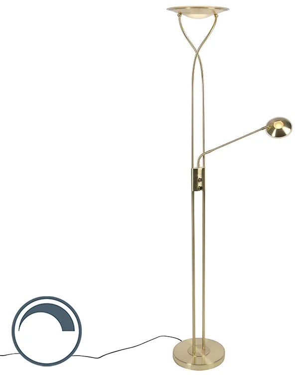 Moderne vloerlamp met dimmer goud incl. LED met leesarm - Mallorca Modern Binnenverlichting Lamp
