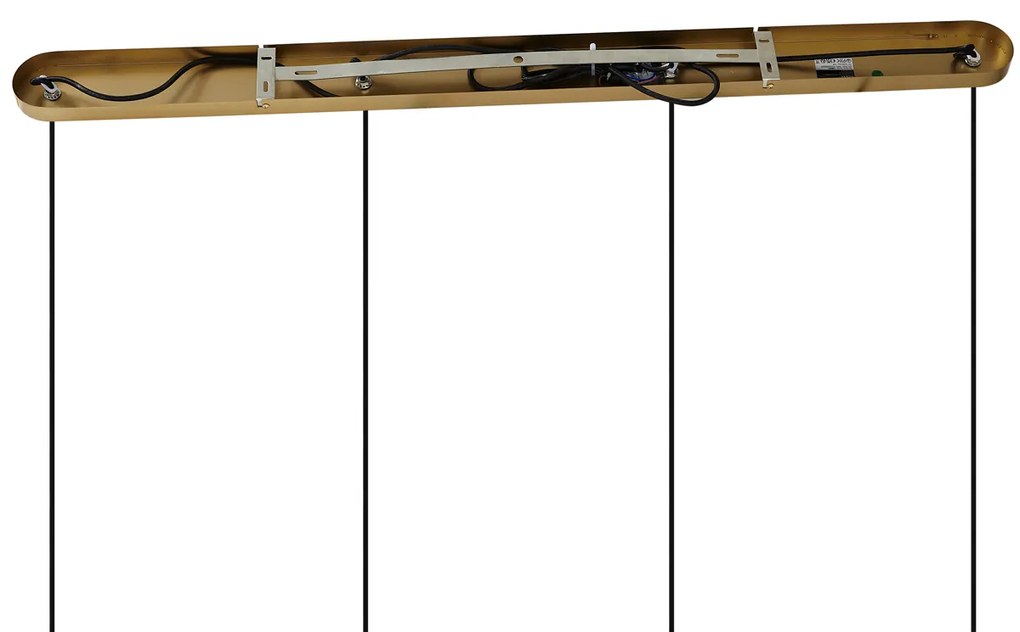 Hanglamp brons met smoke amber en groen glas langwerpig 4-lichts - Bao