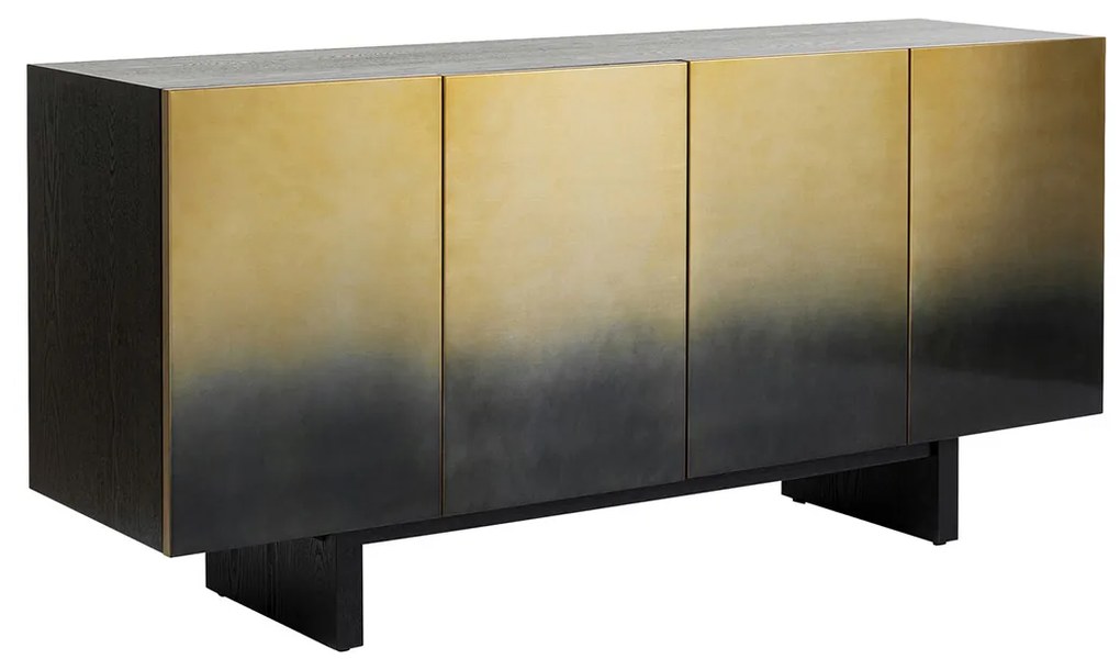 Kare Design Prezioso Dressoir Zwart Goud Staal - 160x45x78cm.