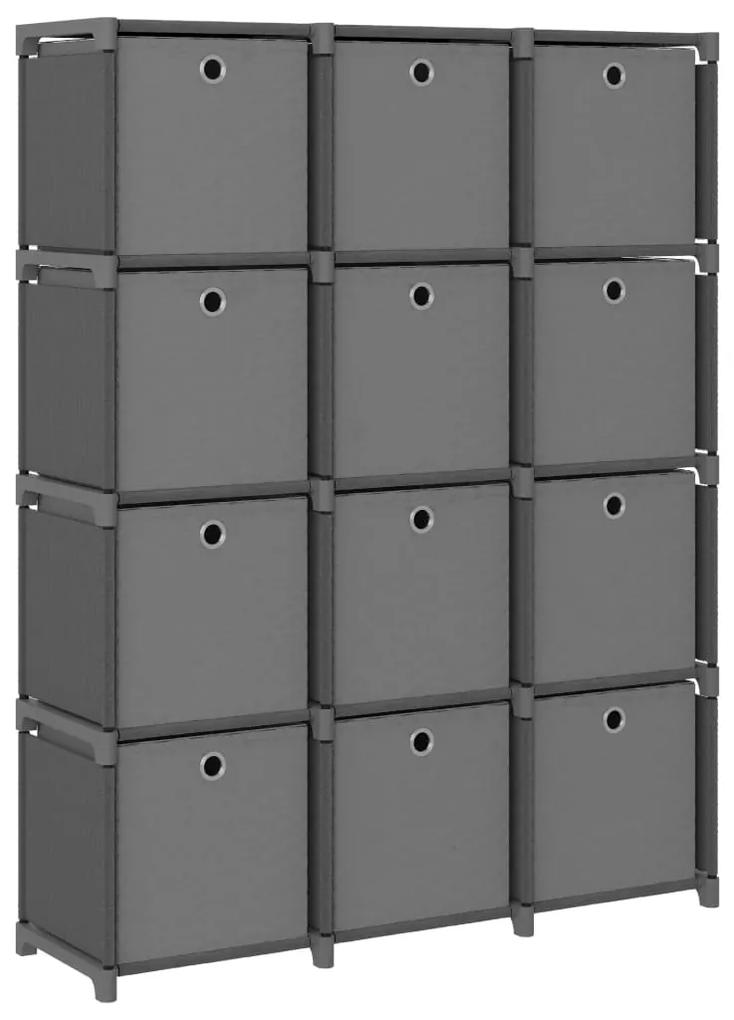 vidaXL Kast met 12 vakken met boxen 103x30x141 cm stof grijs