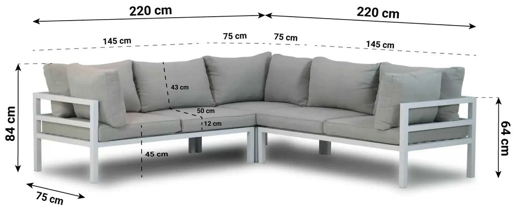 Hoek loungeset 6 personen Aluminium Wit  Lifestyle Garden Furniture Arenas