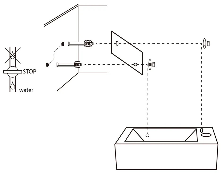 Differnz Force fonteinset keramiek met frame en rechte kraan chroom