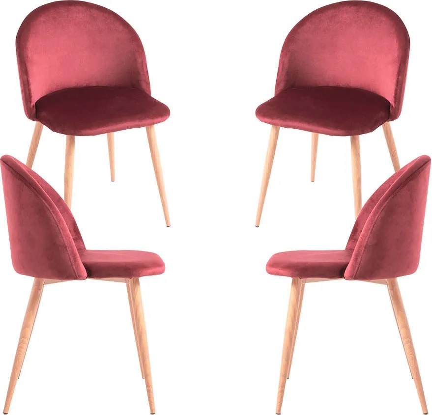 Set 4 Vint Fluwelen Stoelen