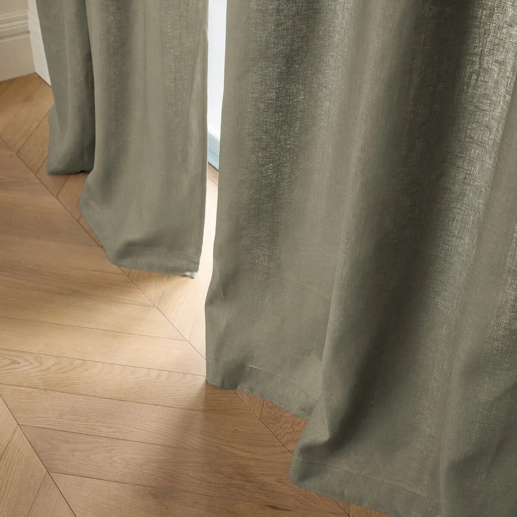 Linnen gordijn met voering, verborgen lipjes, Private