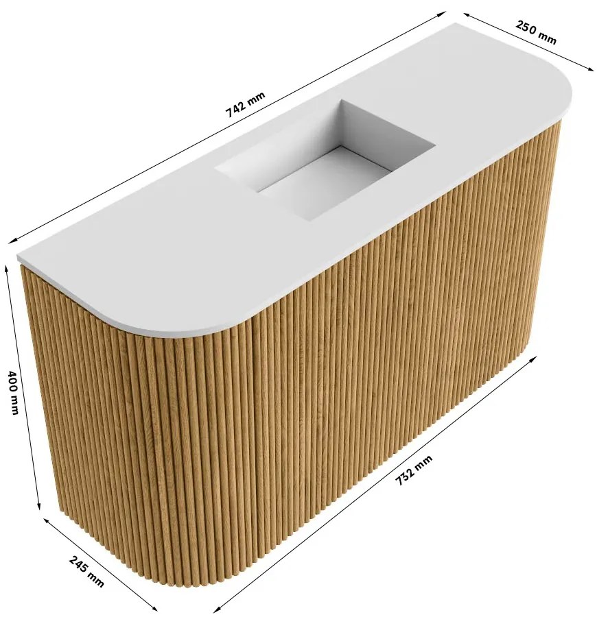 Mondiaz Joya 75cm toiletmeubel ronding links/rechts oak met wastafel faye midden zonder kraangat urban