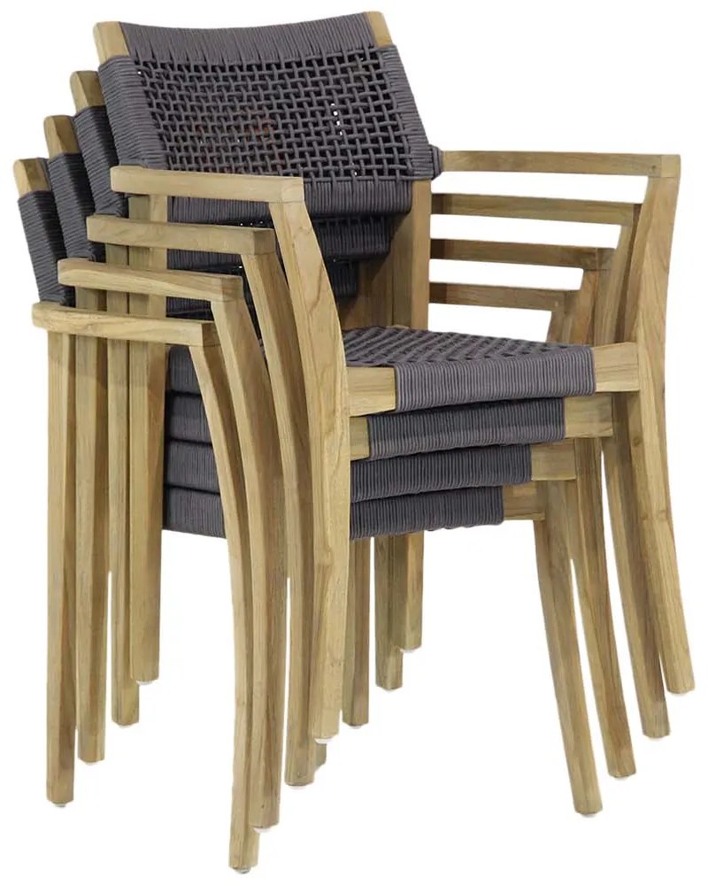 Tuinset 4 personen 180 cm Rope Grijs Lifestyle Garden Furniture Dallas/Veneto