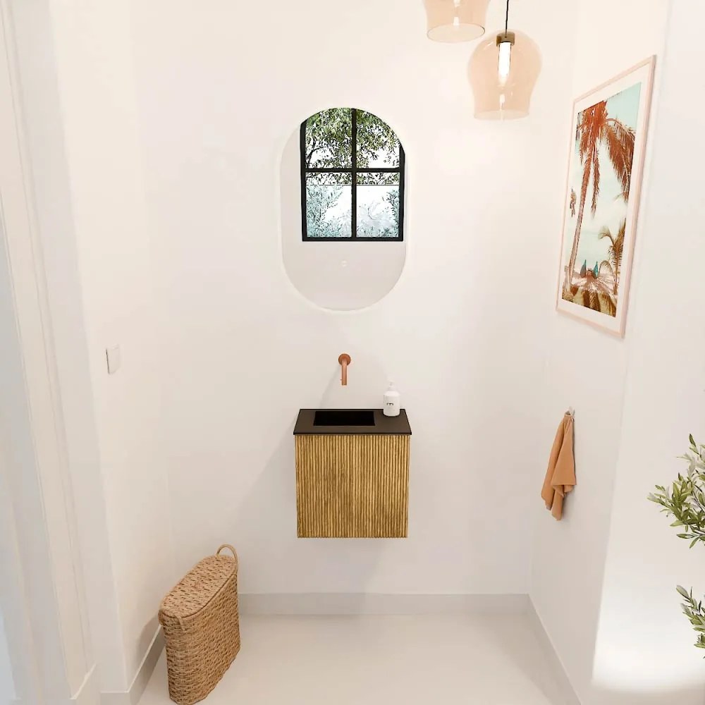 Mondiaz Joya 40cm toiletmeubel oak met wastafel faye links zonder kraangat urban