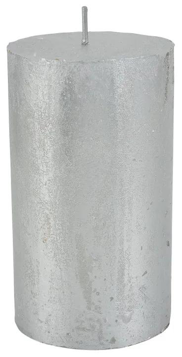 Kaars rustiek - zilver - 7x12 cm
