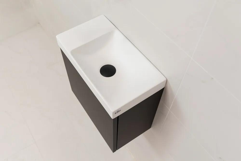 Sanigoods Minimo toiletmeubel 40cm mat zwart met mat witte fontein zonder kraangat