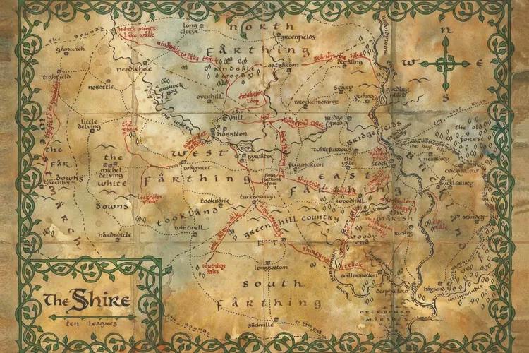 Kunstafdruk Hobbit - The Shire map, (40 x 26.7 cm)