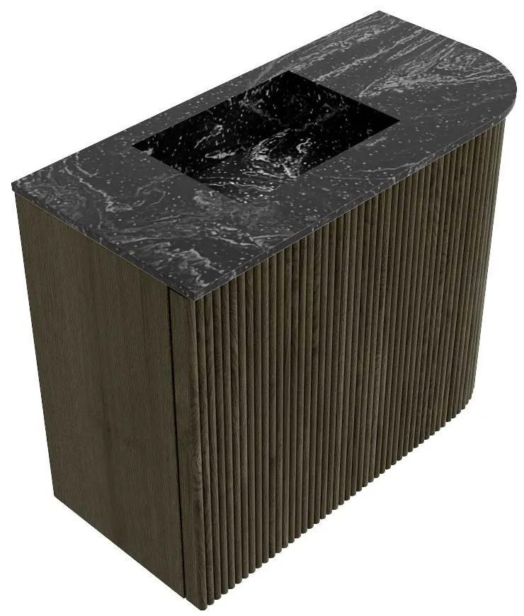 Mondiaz Joya DLux 50cm toiletmeubel ronding rechts shadow met wastafel faye links zonder kraangat lava