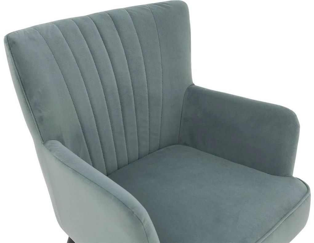 Goossens Eetkamerstoel Rob groen velvet stof met armleuning, urban industrieel