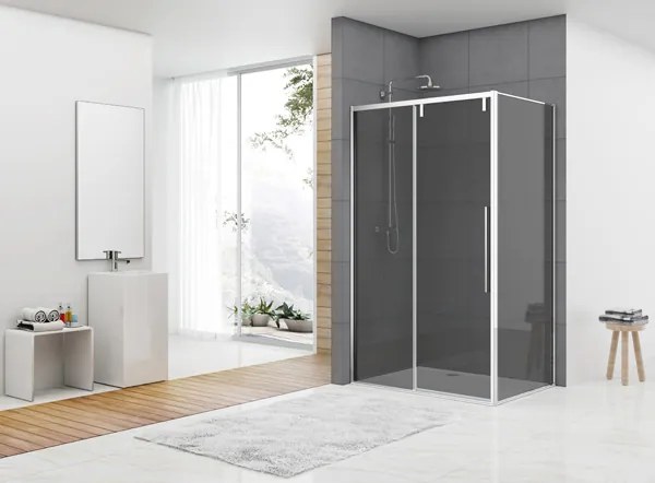 van Rijn ST06 douchecabine met 160cm softclose deur en rookglas chroom 160x100cm