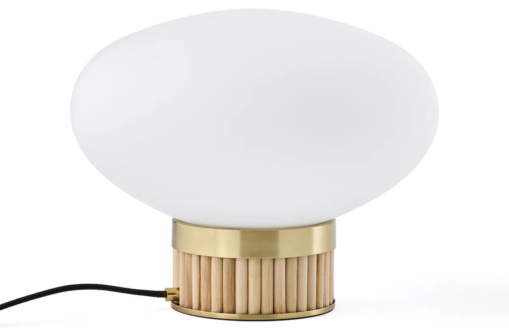 Lamp in messing, bamboe en opaline glas, Dolce