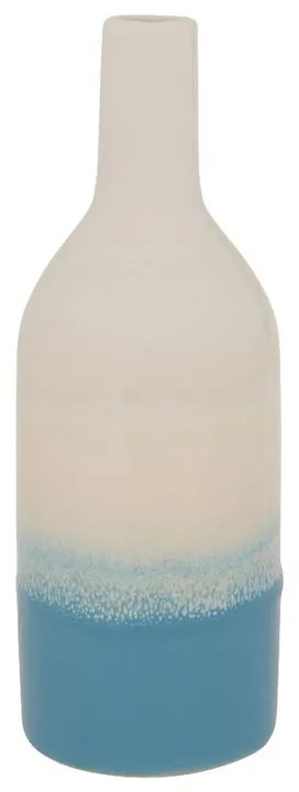 Vaasje fles - blauw - 20 cm hoog