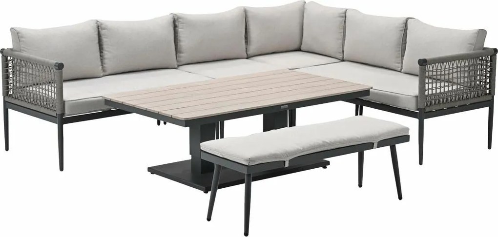 Garden Impressions Burela - Brugge lounge dining set 6-delig rechts - taupe