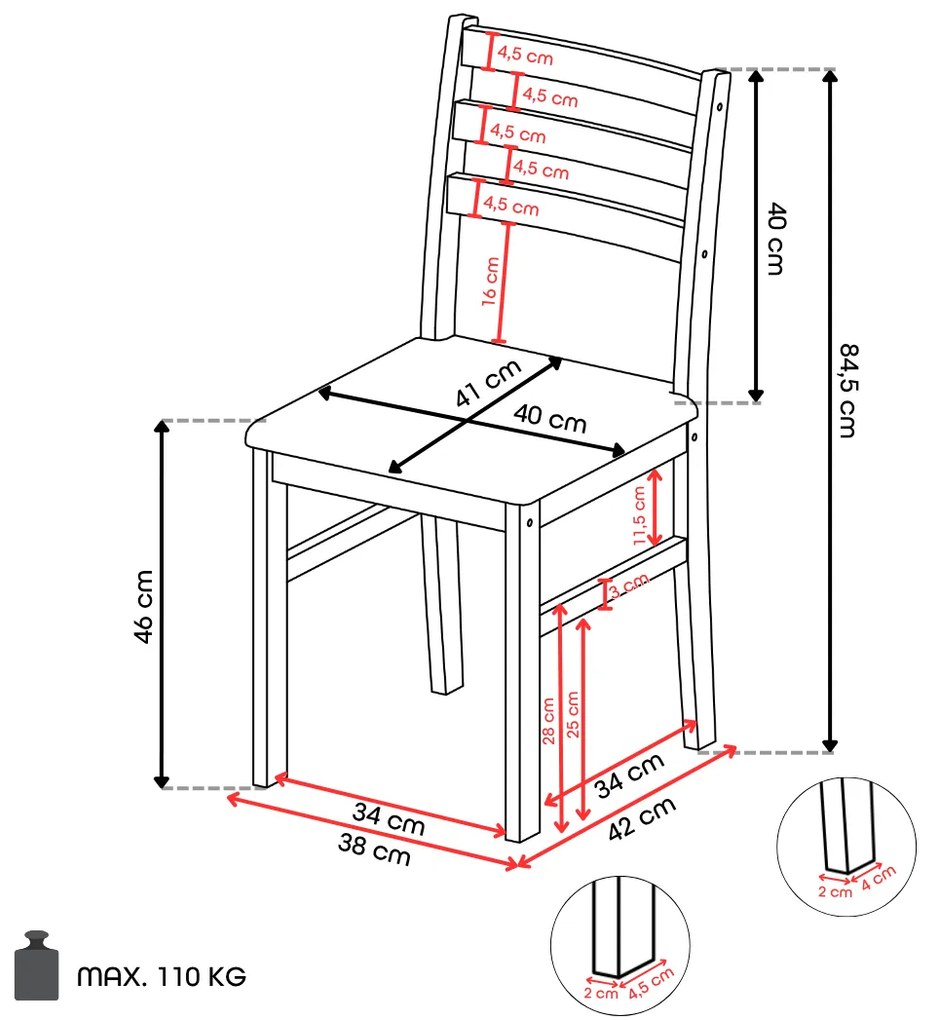 TORINO eetset + 4 stoelen Zwart/Lichtgrijs (Sawana 21 stof) - HOUTEN SET VOOR KEUKEN/EETKAMER