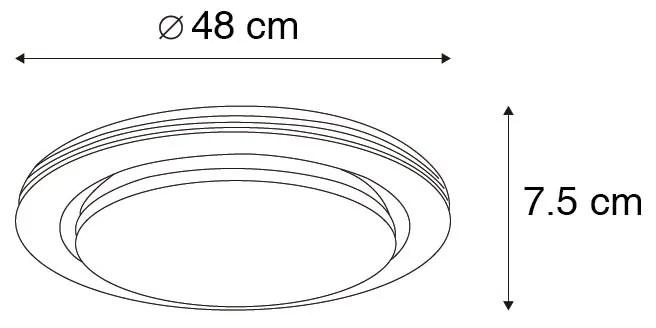 Smart plafondlamp wit 48 cm incl. LED en dimmer RGB - Jochem