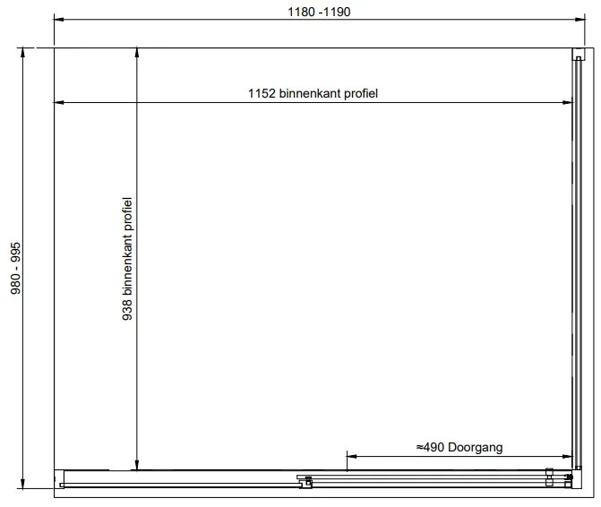 van Rijn ST06 douchecabine met 120cm softclose deur en helder glas chroom 120x100cm