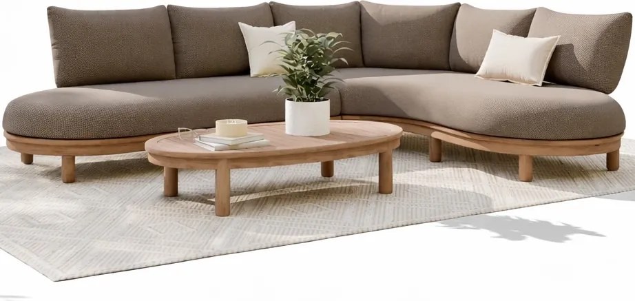 Eleganza organische hoek loungeset 3 delig hardhout