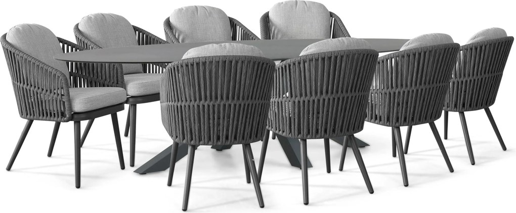 Tuinset 8 personen 280 cm Rope Grijs Santika Furniture Santika