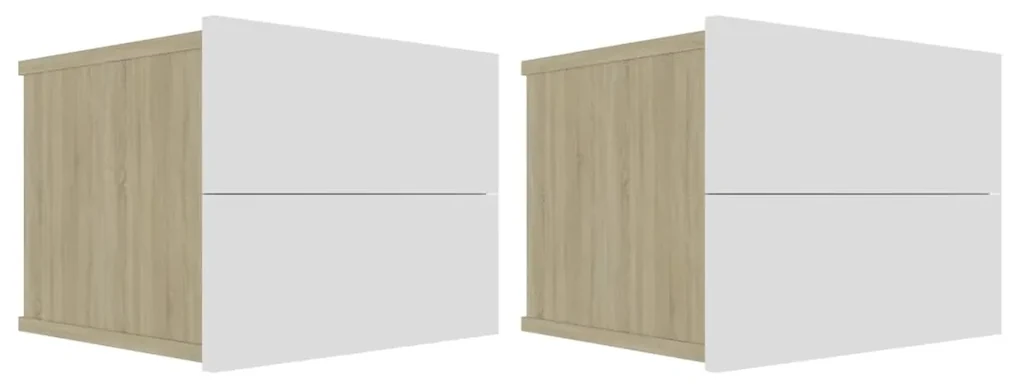 vidaXL Nachtkastjes 2 st 40x30x30 cm spaanplaat wit sonoma eikenkleur