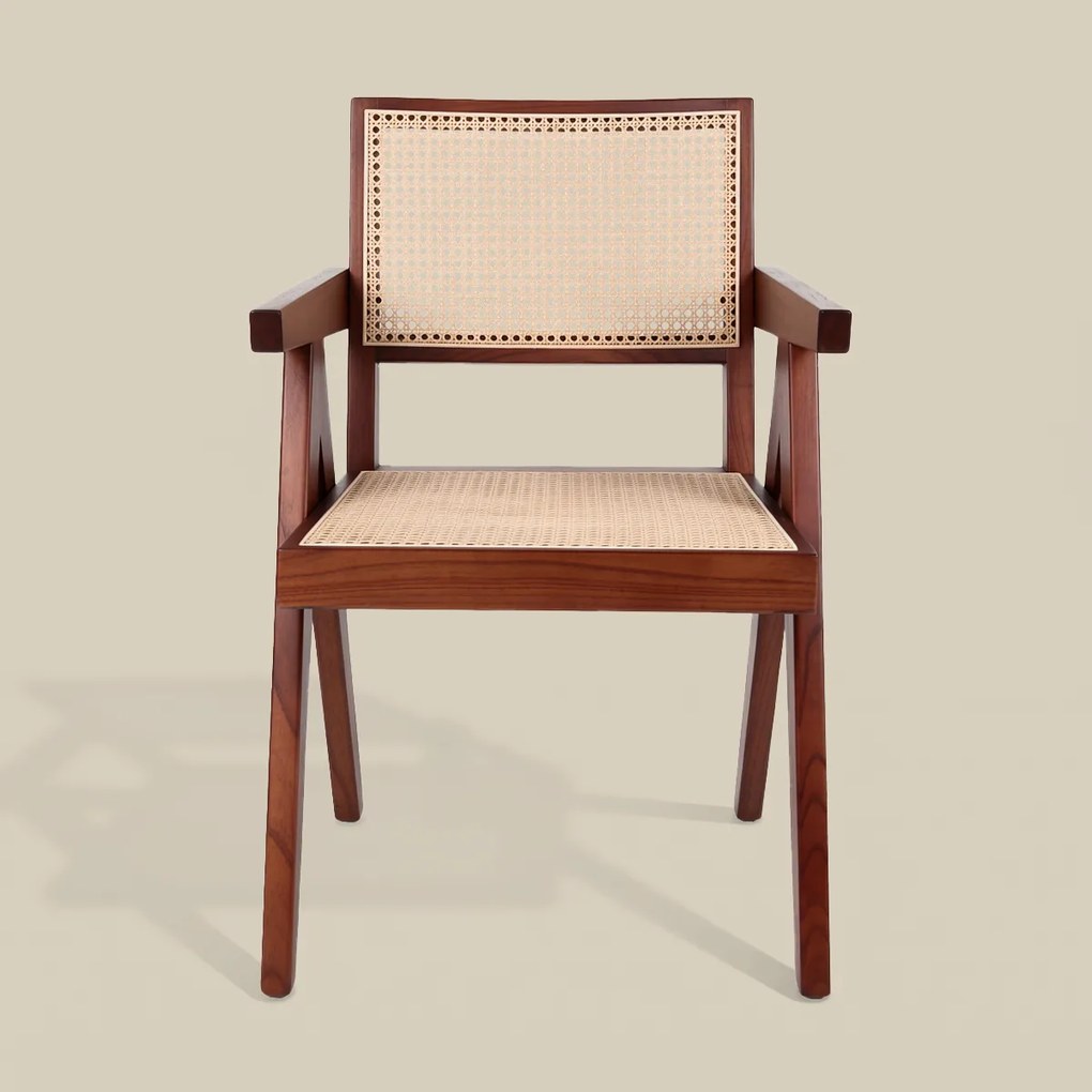 Rotan Stoel Met Armleuningen Walnoot