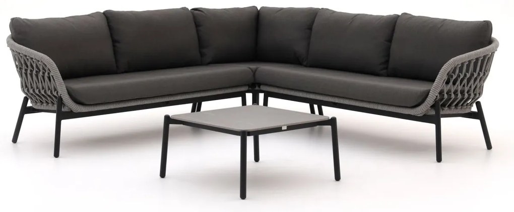 Hoek loungeset Bellagio  | 5 personen | Loungeset Grijs | Hoekbank Rope (touw) | 255x255cm | Kees Smit Tuinmeubelen