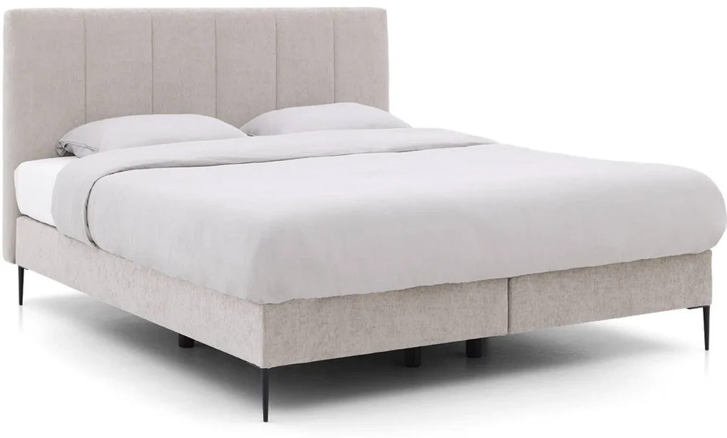 Goossens Boxspring Ease Solid Incl. Matras, Vlak 180 x 210 cm (=2x 90 x 210 cm) met hoofdbord + 2x matras shapes 1