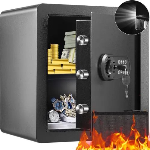 VEVOR Safe Vault 51 L, meubelkluis met brandwerende geldzak, wachtwoord- en sleutelherkenning, digitale kluis voor thuis, verwijderbare plank, binnenkast, kluis aan de muur voor contant geld, sieraden, documenten, enz.