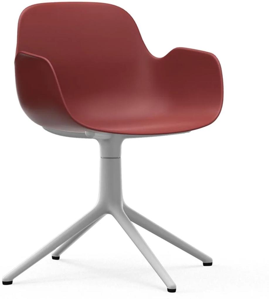 Normann Copenhagen Form Armchair Swivel stoel met wit onderstel rood