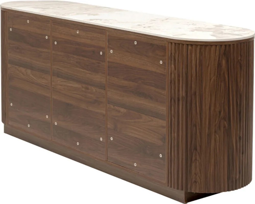 Hout Dressoir Met Marmer - 180x45x76cm.