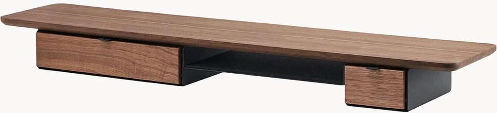 Handgemaakte monitorstandaard Pro van walnoothout met 2 lades