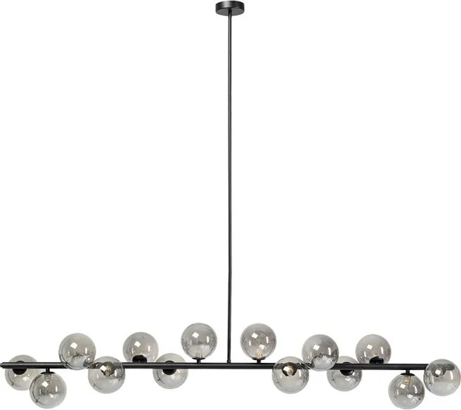 Brede Hanglamp Met Glazen Bollen Zwart