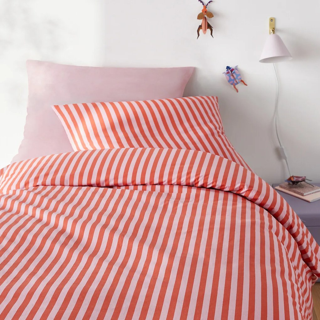 Bedset 50% gerecycled katoen, Sacha roze