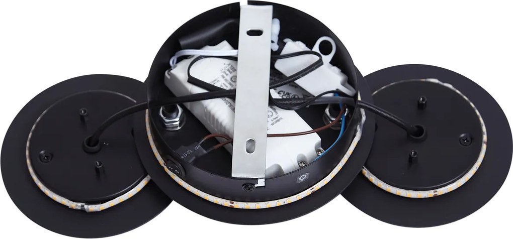 Moderne wandlamp zwart met goud incl. LED 3-staps dimbaar 3-lichts - Sunrise 3