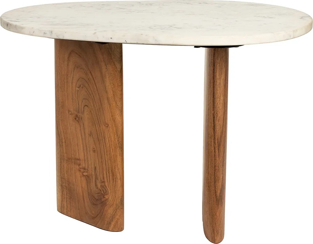 Marmeren Bijzettafel Organische Vorm - 56 X 37cm.